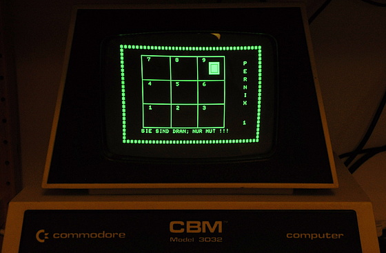 Commodore PET: Screenshot of the game "Pernix", from Andreas Dripke's "CBM-Spiele-Buch" (= "CBM games book")
