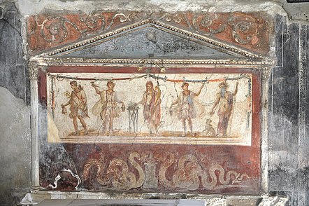 Fresco in einem römischen Schnellrestaurant. Pompeji